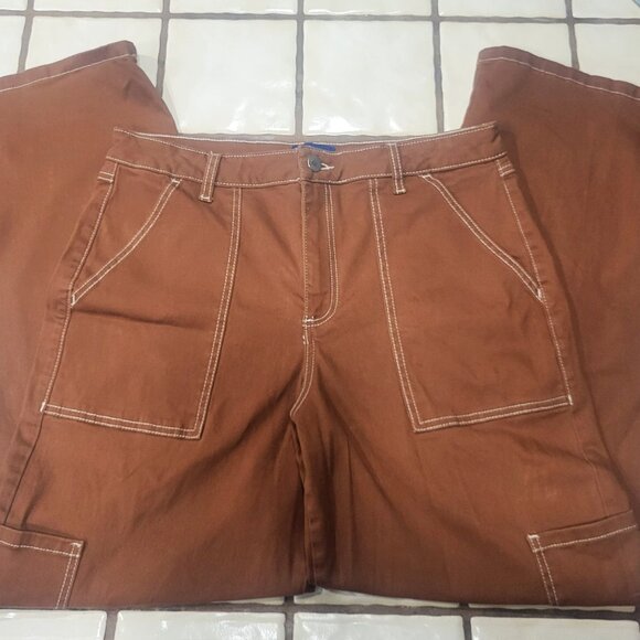 Project Indigo Women's Brown Wide Leg Utility Pants - Size 14 - Picture 8 of 11